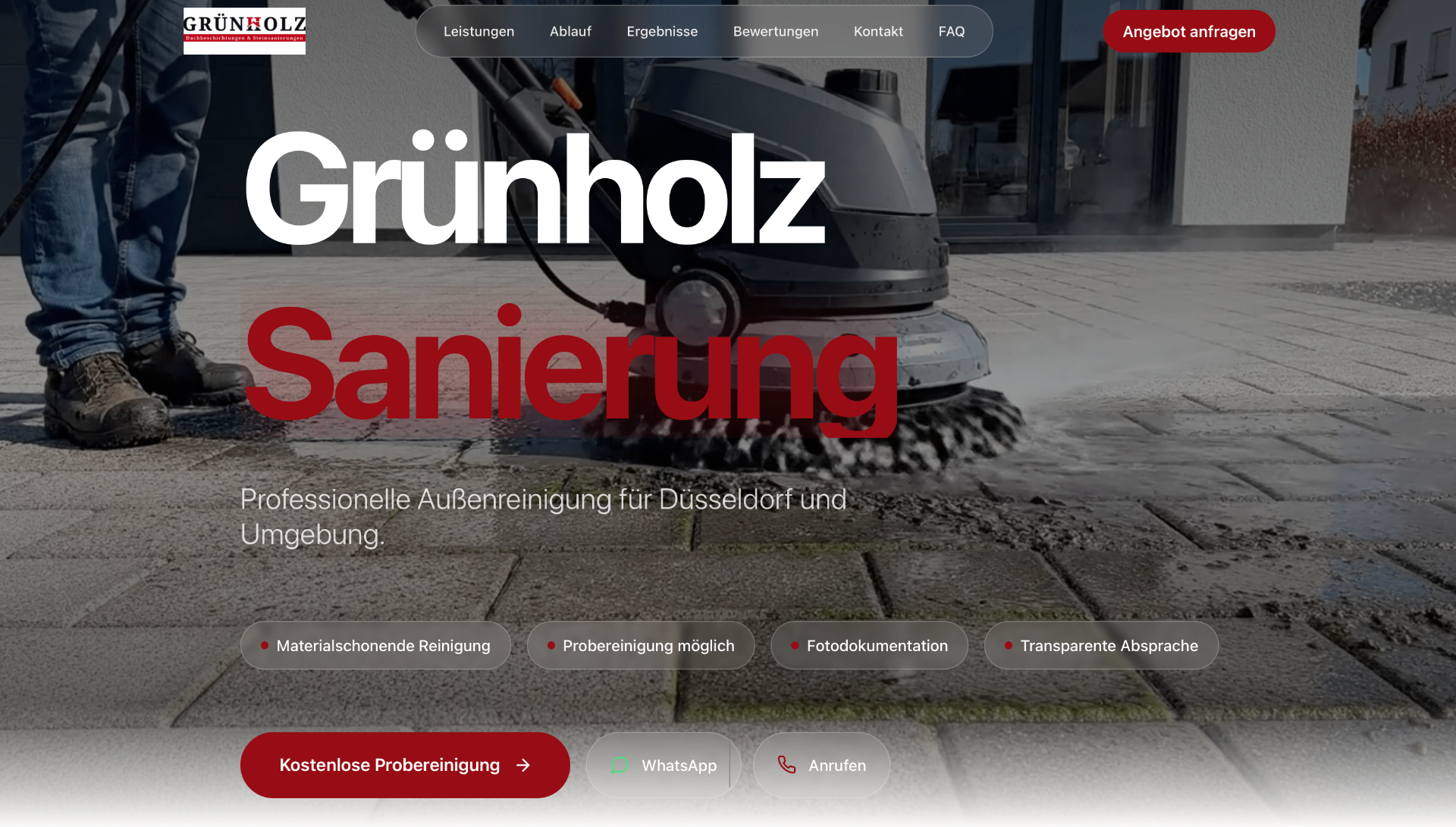 Webdesign Projekt Grünholz Sanierung – Reinigung & Sanierung Website erstellt von HNV Web Studio