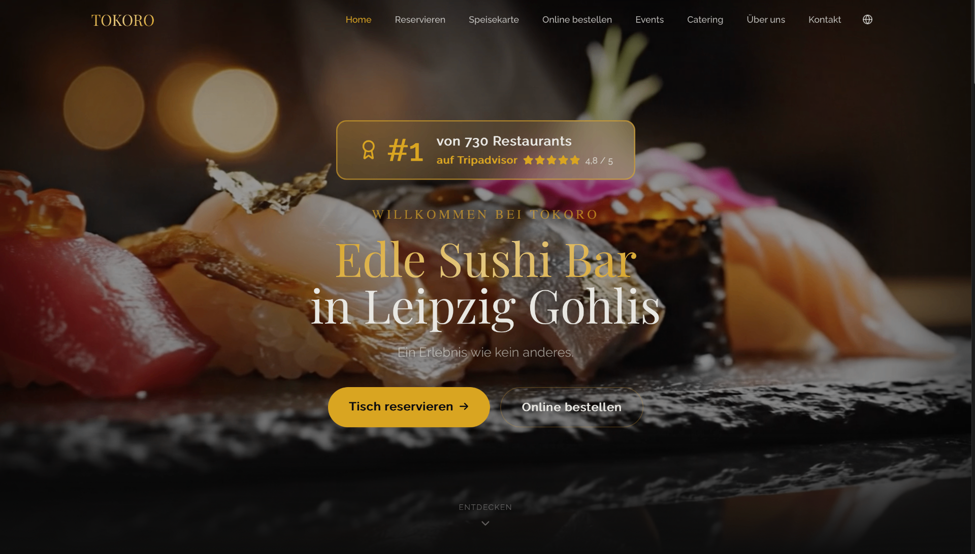 Webdesign Projekt Tokoro Sushi Leipzig – Gastronomie Website erstellt von HNV Web Studio